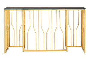 Alvaro Console Table in Gold and Black Glass Top detail image – Xshowhome furniture