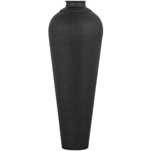 Matt Black Medium Hammered Vase with Lid