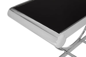 Novara Black Glass Top Console Table detail image – Xshowhome furniture