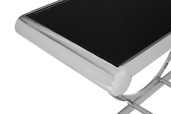 Novara Black Glass Top Console Table detail image – Xshowhome furniture