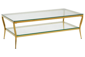 Arezzo Tempered Glass Two Tier Coffee Table detail image – Xshowhome furniture