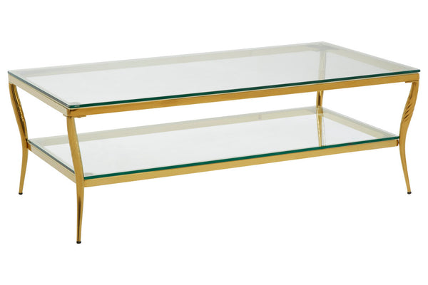 Arezzo Tempered Glass Two Tier Coffee Table detail image – Xshowhome furniture