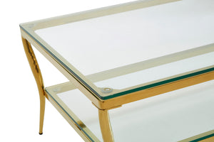 Arezzo Tempered Glass Two Tier Coffee Table detail image – Xshowhome furniture