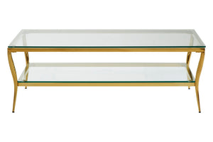 Arezzo Tempered Glass Two Tier Coffee Table detail image – Xshowhome furniture