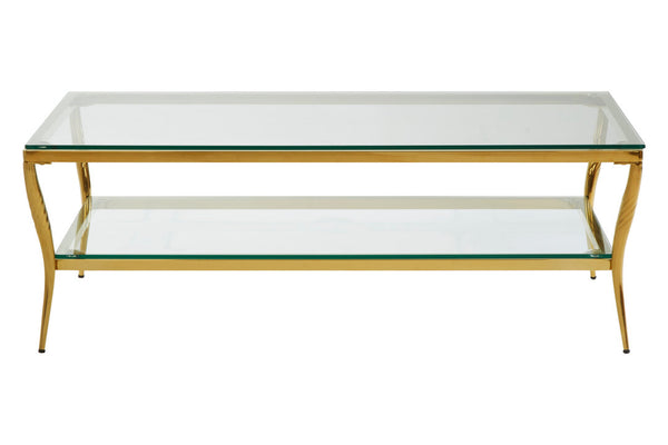 Arezzo Tempered Glass Two Tier Coffee Table detail image – Xshowhome furniture