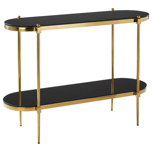Arezzo 2 Tier Gold Console Table with Black Tempered Glass – Xshowhome furniture