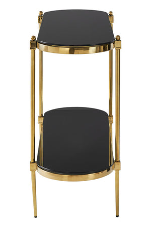 Arezzo 2 Tier Gold Console Table with Black Tempered Glass detail image – Xshowhome furniture