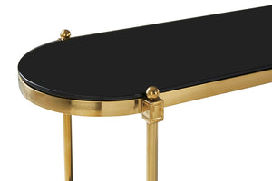 Arezzo 2 Tier Gold Console Table with Black Tempered Glass detail image – Xshowhome furniture