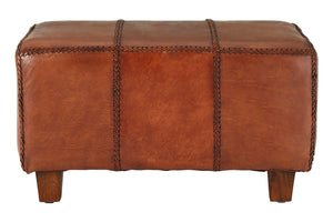 Inca Leather Bench With Teak Wood Legs detail image – Xshowhome furniture