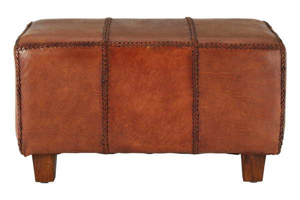 Inca Leather Bench With Teak Wood Legs detail image – Xshowhome furniture