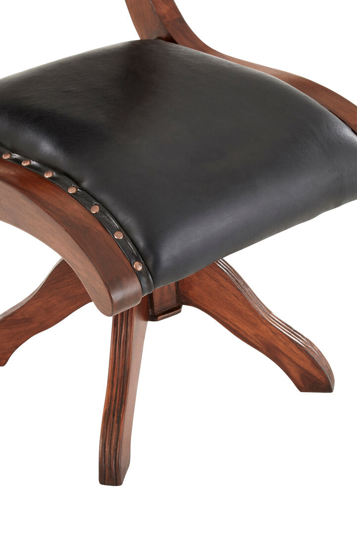 Inca Black Leather and Teak Wood Swivel Chair – Xshowhome furniture