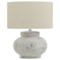 Darcy Antique White Squat Table Lamp With Linen Shade