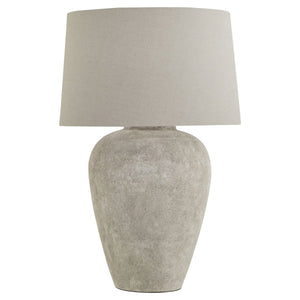 Athena Aged Stone Tall Table Lamp with Linen Shade