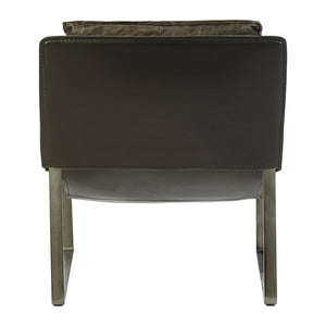 Hoxton Dark Brown Leather Lounge Chair detail image – Xshowhome furniture