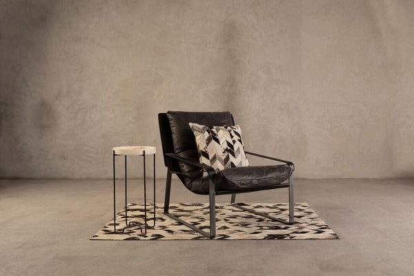 Hoxton Dark Brown Leather Lounge Chair detail image – Xshowhome furniture