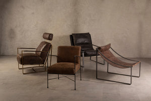 Hoxton Dark Brown Leather Lounge Chair detail image – Xshowhome furniture