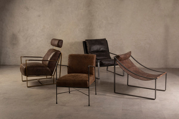 Hoxton Dark Brown Leather Lounge Chair detail image – Xshowhome furniture