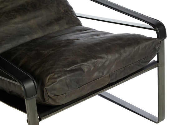 Hoxton Dark Brown Leather Lounge Chair detail image – Xshowhome furniture