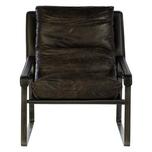 Hoxton Dark Brown Leather Lounge Chair detail image – Xshowhome furniture