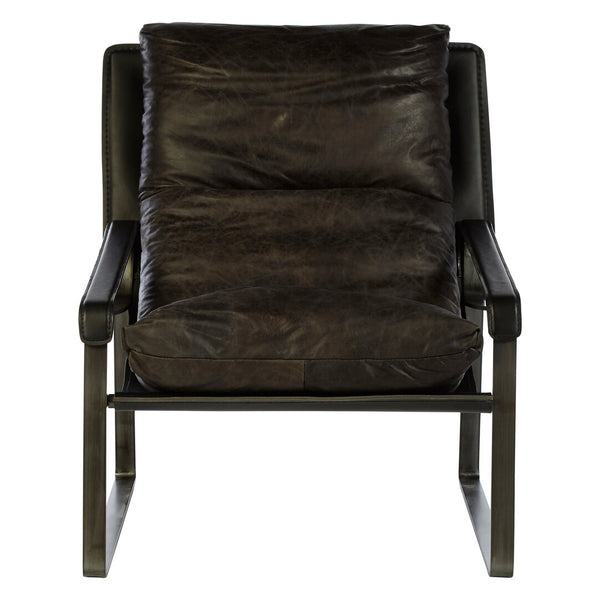 Hoxton Dark Brown Leather Lounge Chair detail image – Xshowhome furniture