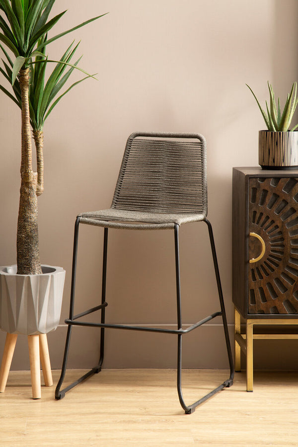 Sisal Grey Rope Bar Chair detail image – Xshowhome furniture
