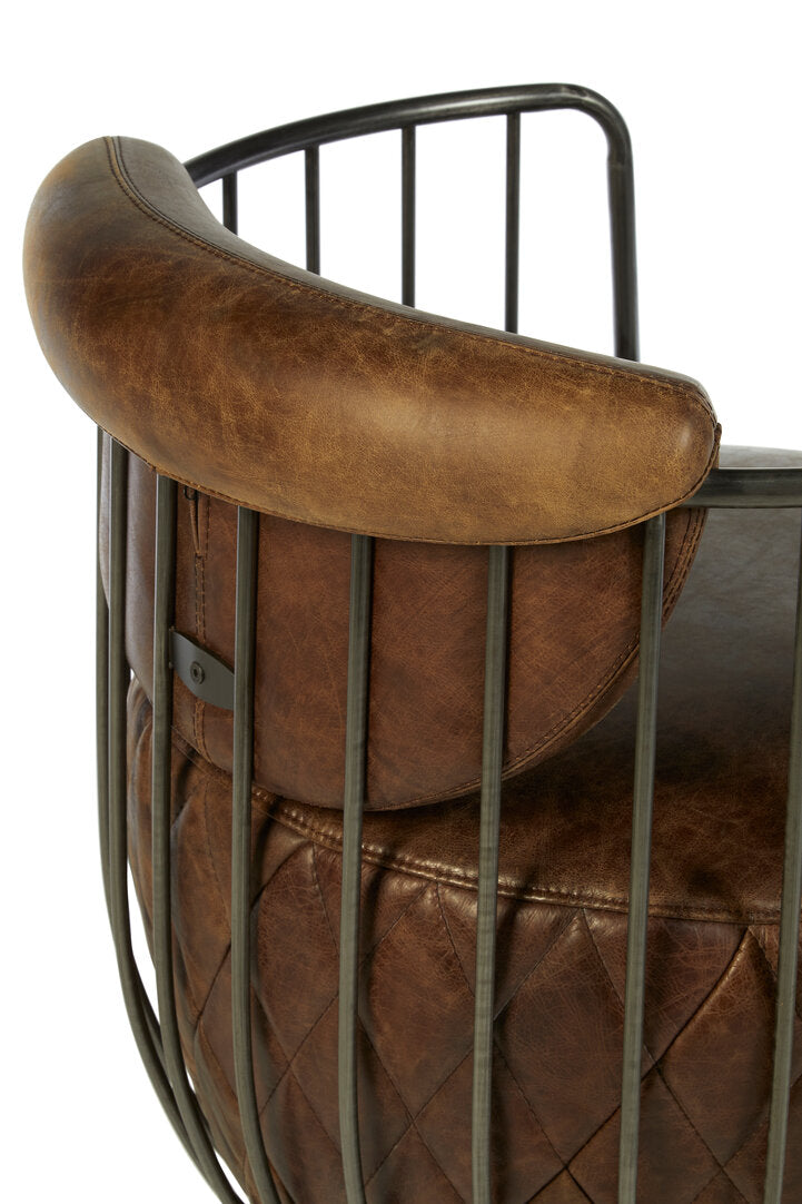 Hoxton Brown Leather Swivel Chair – Xshowhome furniture