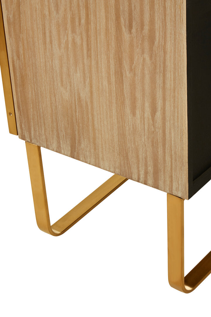 Modica Oak Wood and Brushed Gold Cabinet – Xshowhome furniture