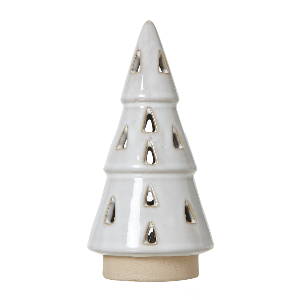 Small White Ceramic Cut – Out Tree with LED Lights