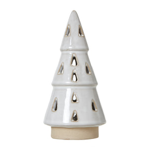 Small White Ceramic Cut – Out Tree with LED Lights