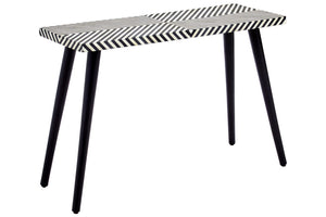 Boho Black and White Bone Inlay Console Table with Metal Legs detail image – Xshowhome furniture