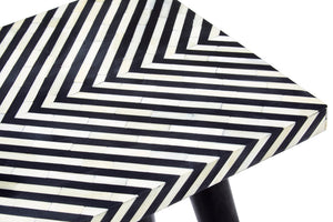 Boho Black and White Bone Inlay Console Table with Metal Legs detail image – Xshowhome furniture