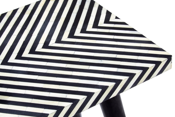 Boho Black and White Bone Inlay Console Table with Metal Legs detail image – Xshowhome furniture