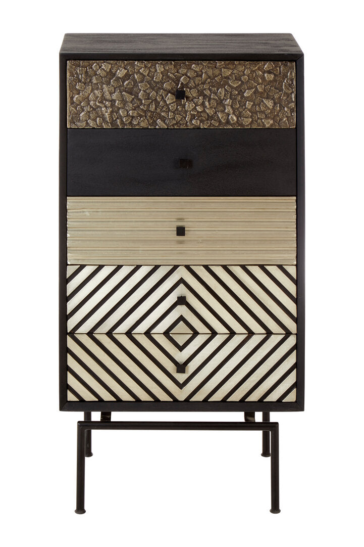 Boho Patterned 5 Drawer Tall Cabinet – Xshowhome furniture