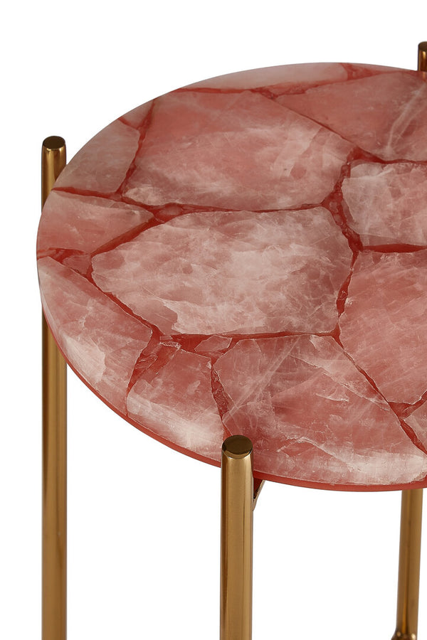 Vita Pink Quartz Side Table detail image – Xshowhome furniture