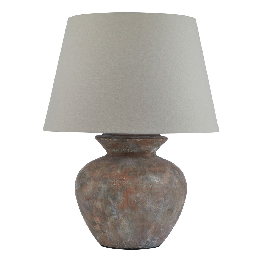 Siena Brown Round Table Lamp with Linen Shade