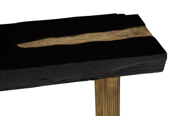 Asamra Black Acacia Wood Console Table detail image – Xshowhome furniture