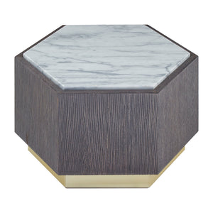 Villi Hexagon Dark Oak and Marble Side Table – Xshowhome furniture
