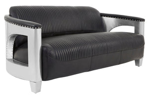 Victor 3 Seat Black Leather Sofa detail image – Xshowhome furniture