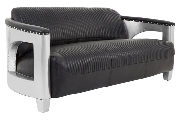 Victor 3 Seat Black Leather Sofa detail image – Xshowhome furniture