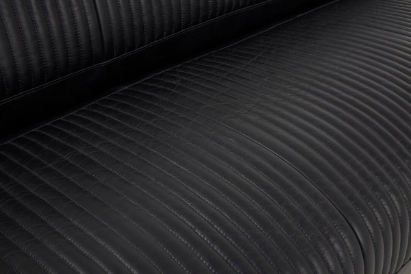 Victor 3 Seat Black Leather Sofa detail image – Xshowhome furniture