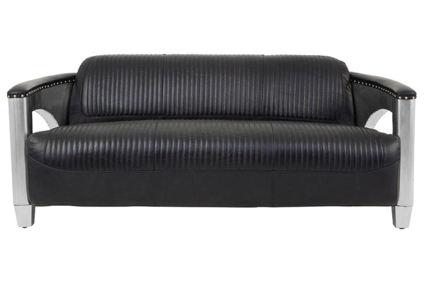 Victor 3 Seat Black Leather Sofa detail image – Xshowhome furniture