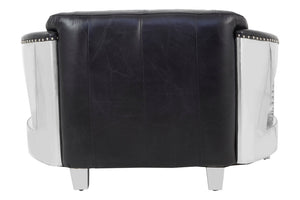 Victor 2 Seat Black Leather Sofa detail image – Xshowhome furniture