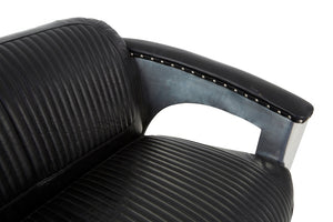 Victor 2 Seat Black Leather Sofa detail image – Xshowhome furniture