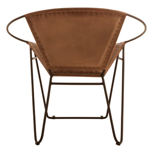 Buffalo Brown Leather Modern Sling Chair detail image – Xshowhome furniture