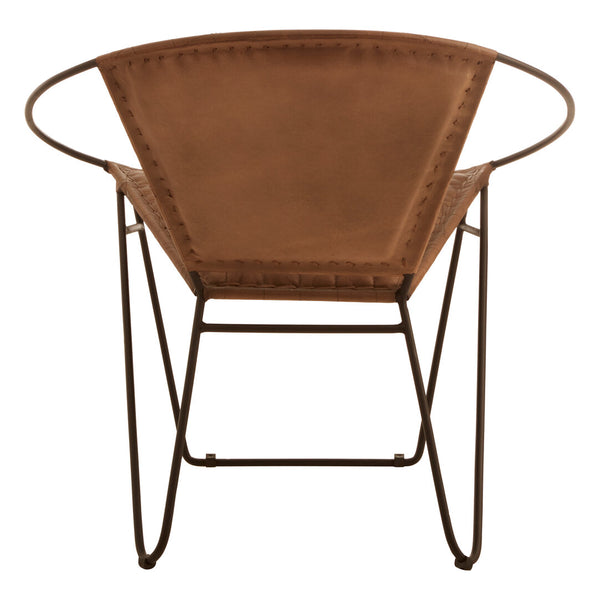 Buffalo Brown Leather Modern Sling Chair detail image – Xshowhome furniture