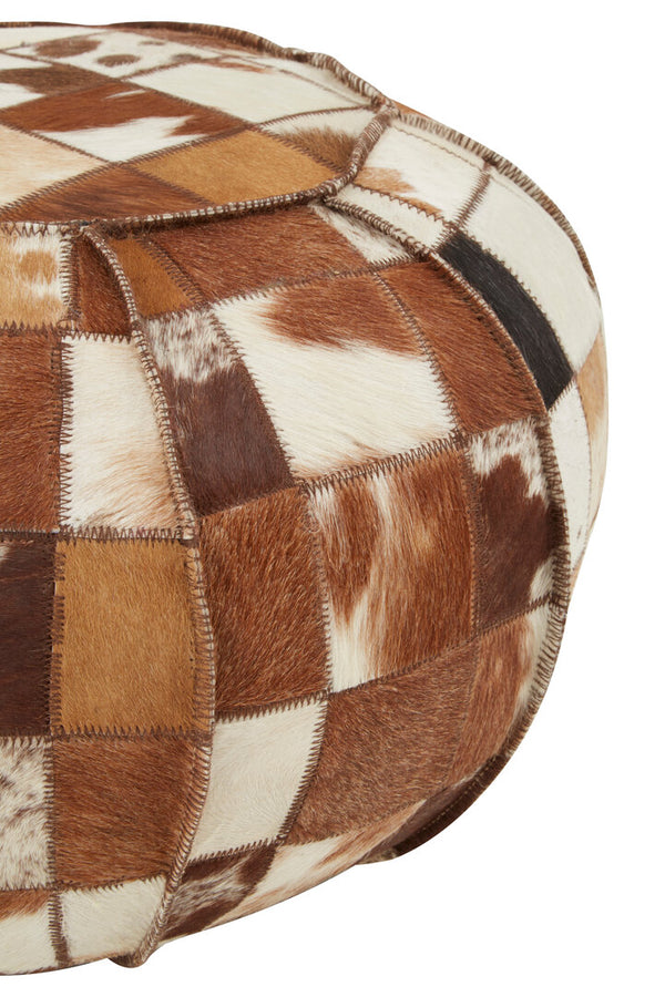 Buffalo Leather Patchwork Pouffe detail image – Xshowhome furniture