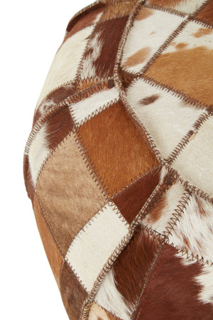 Buffalo Leather Patchwork Pouffe detail image – Xshowhome furniture