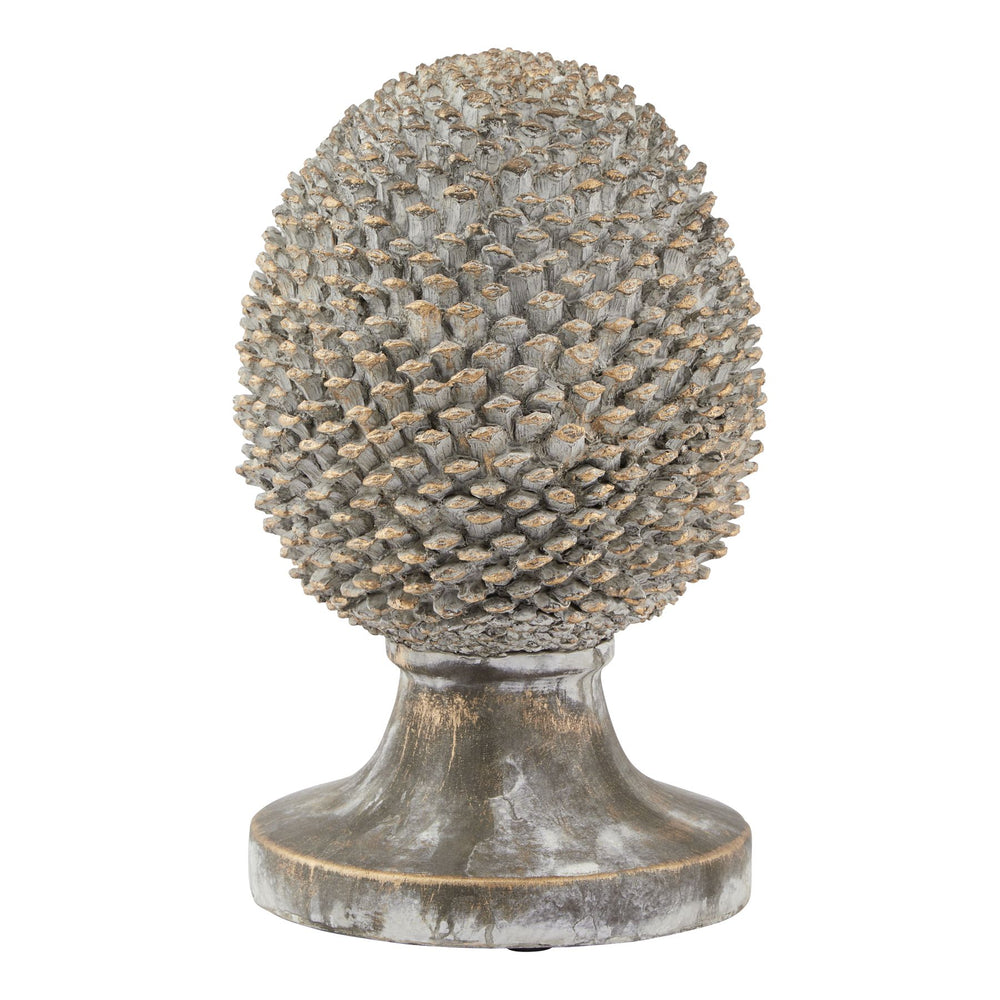 Large Stone Effect Pinecone Ornament with Gold Accents