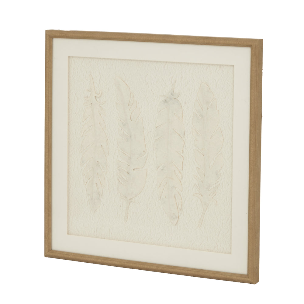Alta White Feathers Art Mounted in Beaded Frame