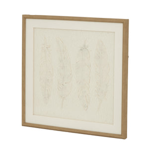 Alta White Feathers Art Mounted in Beaded Frame